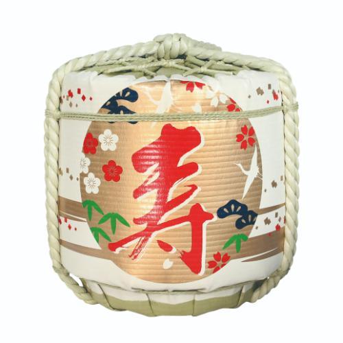 6-099-05/かざり 祝 菰樽 寿 飛び鶴 口径40×高さ44cm 容量18