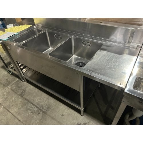 中古】二槽ソイルドシンク 幅1520×奥行900×高さ820 【送料別途見積 