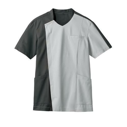 スクラブ メンズ 半袖 シルバーグレイ/チャコールグレイ メンズ 72-1271