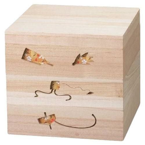 お重箱 6.5寸 松竹梅 透かし白木重 赤 3段/業務用/新品/小物送料対象