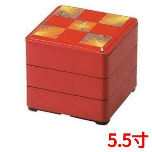 5.5寸 彩重 朱松葉市松 3段 うな重