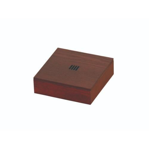 6-063-02/SB 正角菓子入れ タモ ブラウン/格子模様 約幅12×奥行12×高さ3.6cm(身内寸約幅11.2×11.2×高さ2.65cm)