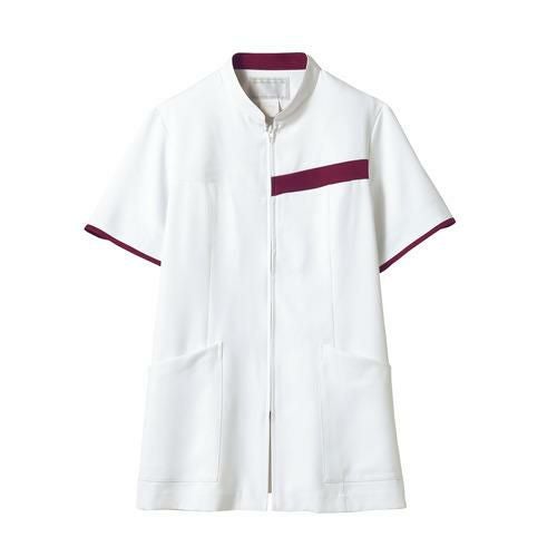 ジャケット レディス 半袖 白/ワイン レディス 73-2086