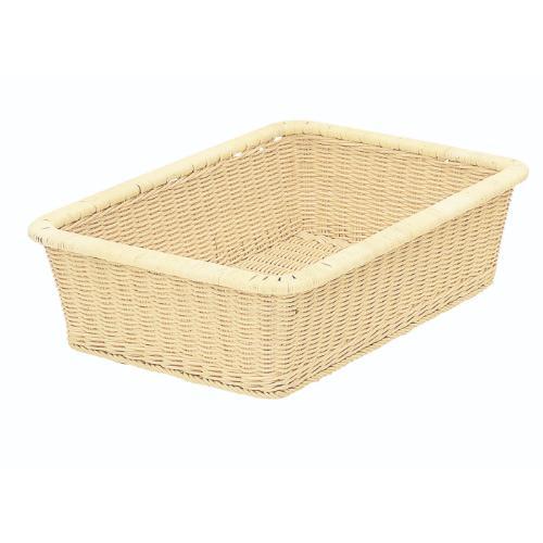 6-112-09/高品質籐 脱衣篭 長角 (ナチュラル) 約幅53×奥行37×高さ15cm