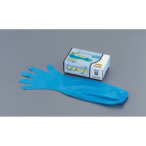 プロワーク ポリエチロング手袋 ブルー (50枚入)