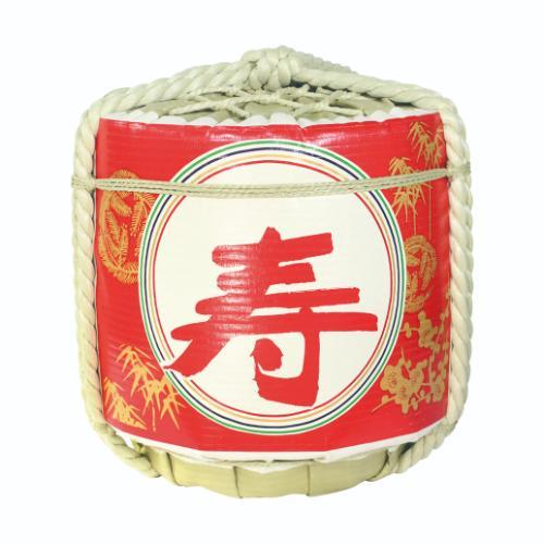 6-099-02/かざり 祝 菰樽 寿 赤 口径40×高さ44cm 容量18
