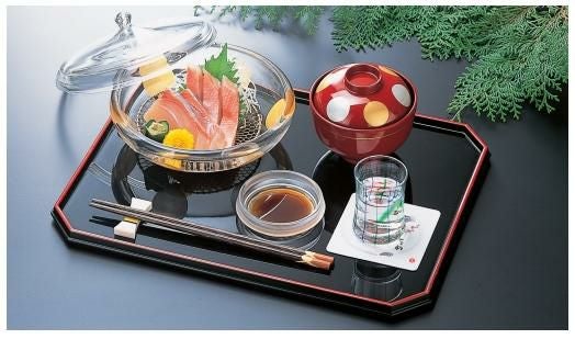 隅切長手盆黒天朱SL尺3 黒天朱