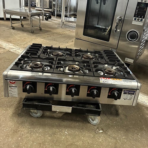 中古】ガステーブルコンロ 5口 マルゼン M-825C 幅780×奥行540×高さ164