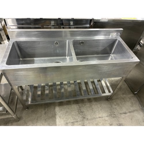 中古】二槽シンク BGあり 幅1200×奥行450×高さ800 【送料別途見積