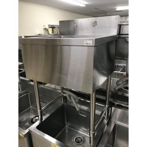 中古】一槽シンク 三方枠 BGあり 幅600×奥行600×高さ800 【送料別途