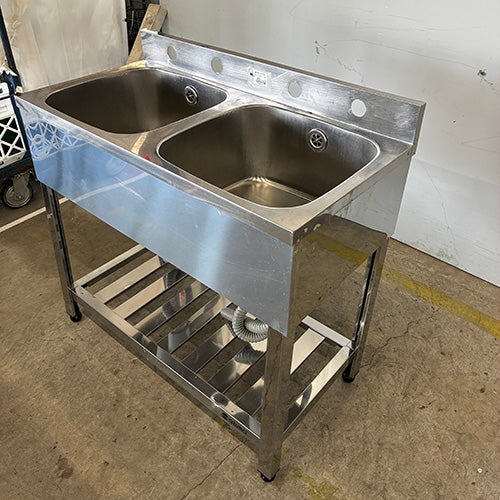 中古】二槽シンク BGあり 東製作所(アズマ) 幅900×奥行450×高さ800