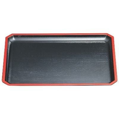 隅切木目盆黒天朱SL尺2 黒天朱