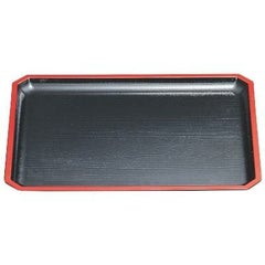 隅切木目盆黒天朱SL尺7 黒天朱