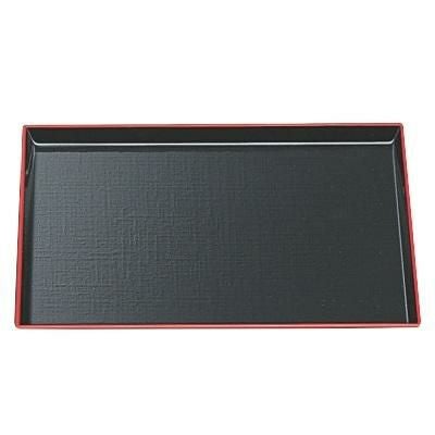 長角布目盆黒天朱SL8.5寸 黒天朱