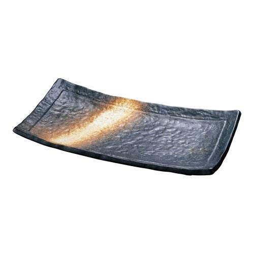 いぶし備前 長角細大皿 B03-41