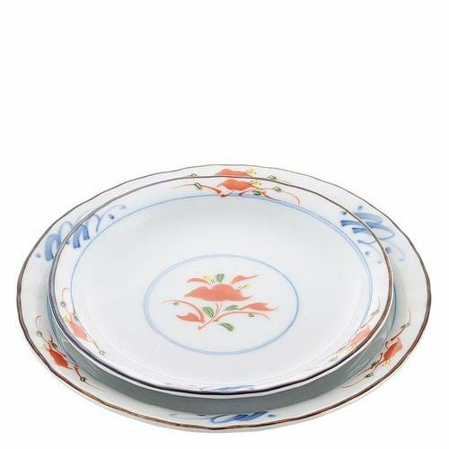 和食器コレクション 赤絵花 丸皿5寸