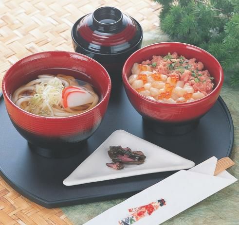 長寿木目丼朱ぼかし(小)