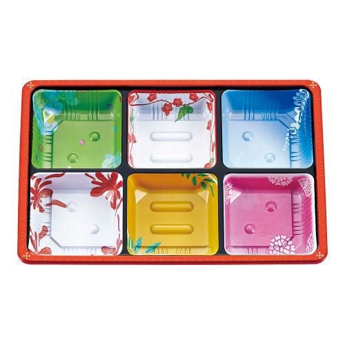 夢彩ごぜん(50枚入)TSR-BOX 90-60 中仕切6 柄付