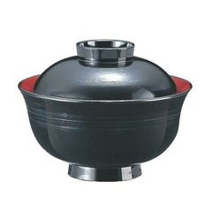 5寸千筋丼椀黒内朱