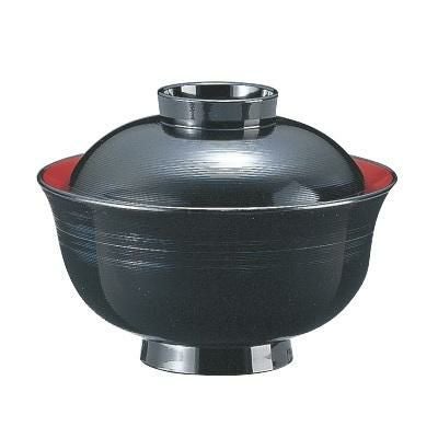 5寸千筋丼椀黒内朱