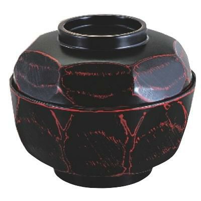 5寸荒彫亀甲丸丼曙内黒