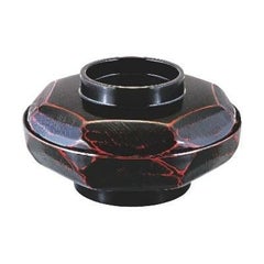 6寸荒彫亀甲平丼曙内黒