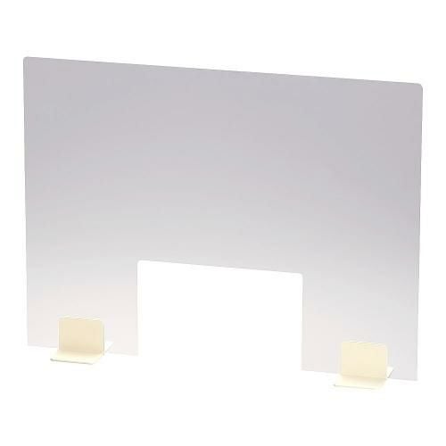 TKG 飛沫ガードパーテーション 600 窓付アイボリースタンド クリア