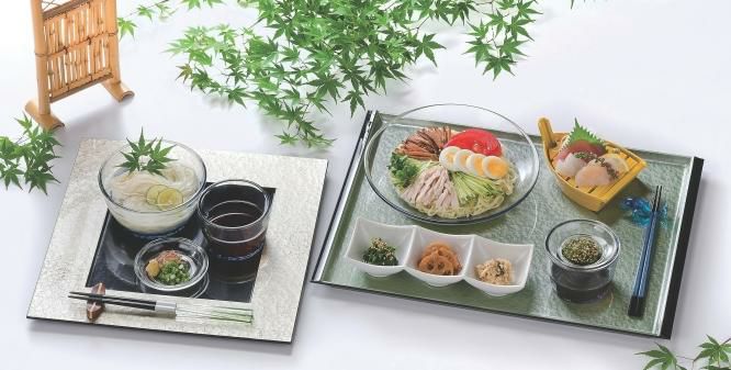 7.5寸菊カット冷麺皿ブルー