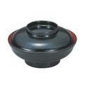 5.5寸大輪丼浅型黒刷毛目内朱
