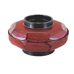 6寸荒彫亀甲平丼根来内黒