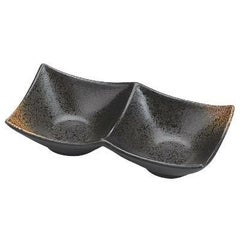 二点深型薬味皿焼き締め