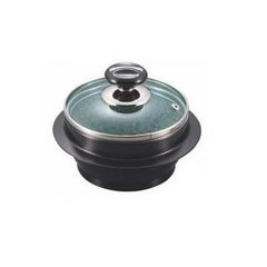 石焼釜 (ガラス蓋付) アルミブラックコート枠付 長水 遠赤 22cm (送料無料)