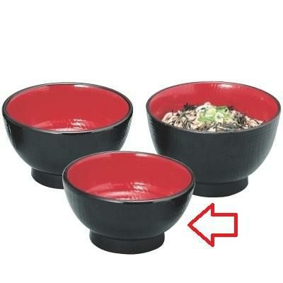 長寿木目丼黒内朱(小)