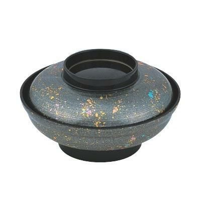 6.5寸大輪丼浅型銀光彩内黒