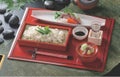 7.7寸長角盛ざる柿朱本体