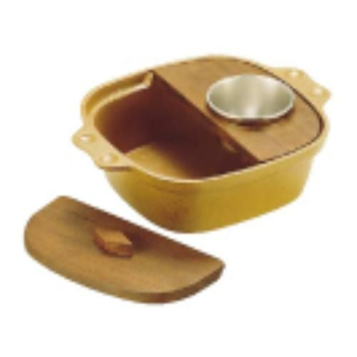 SAアルミゆどうふ鍋 15cm (茶・2枚フタ・仲子付)