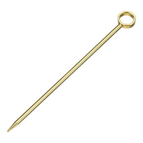 18-8オードブルピン 金メッキ 丸穴(6本入)