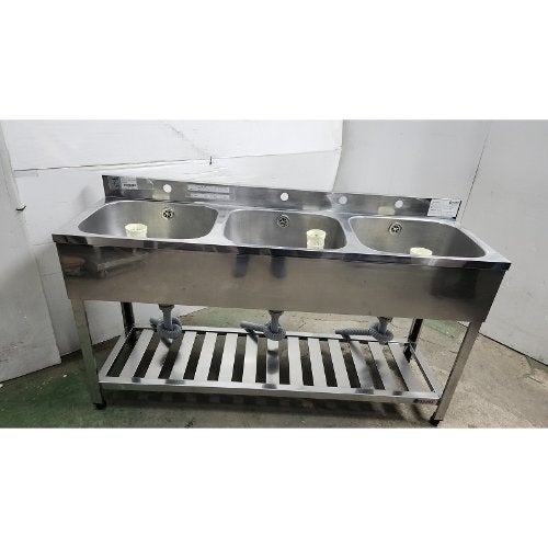 中古】三槽シンク BGあり 幅1800×奥行600×高さ800 【送料別途見積