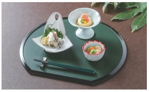 宴半月両面盆グリーンソフィー/溜尺3