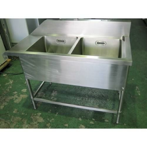 中古】ソイルド二槽シンク スノコなし 幅1200×奥行640×高さ800 【送料