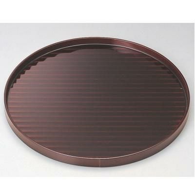 木製丸盆カンナ目溜塗尺0