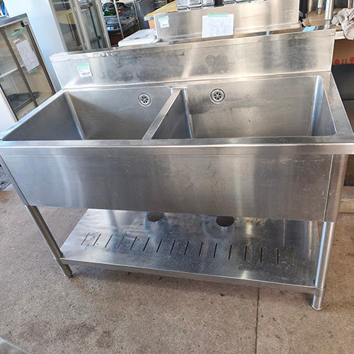 中古】二槽シンク BGあり 幅1200×奥行600×高さ800 【送料別途見積