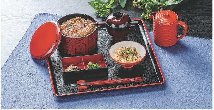 かすり角盆黒天朱9寸 黒天朱