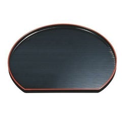 木製半月盆千筋黒天朱塗尺1 黒天朱