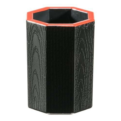 ABS製八角楊枝入 黒天朱 1-514-14