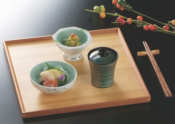 木製組手白木角盆クリヤー仕上げ尺1