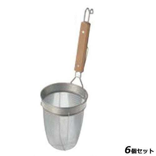 【6セット】TS 18-8 木柄 ラーメン専用パワーテボ フチ高 8メッシュ