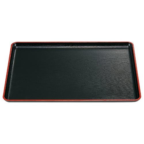 ケヤキ会席盆 黒天朱NS ノンスリップ加工 A 30×22×H1.8(cm)/業務用