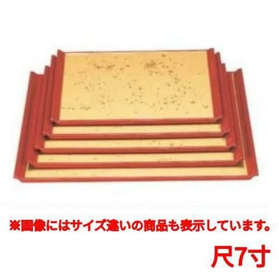 お盆 宴盆色紙金箔渕朱尺7寸