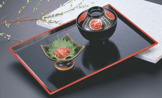 長手盆 清風長手木目盆黒天朱尺5寸 NS加工